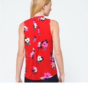 41 Hawthorn Size Medium Breyson Pleat Detail Split Neck Blouse Top Red Floral L
